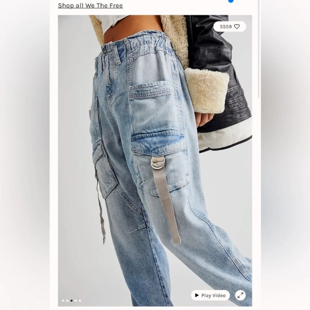 Free People We The Free Hazel Pull-On Drop-Waist Jeans Size XS Perfected Blue - Picture 4 of 13